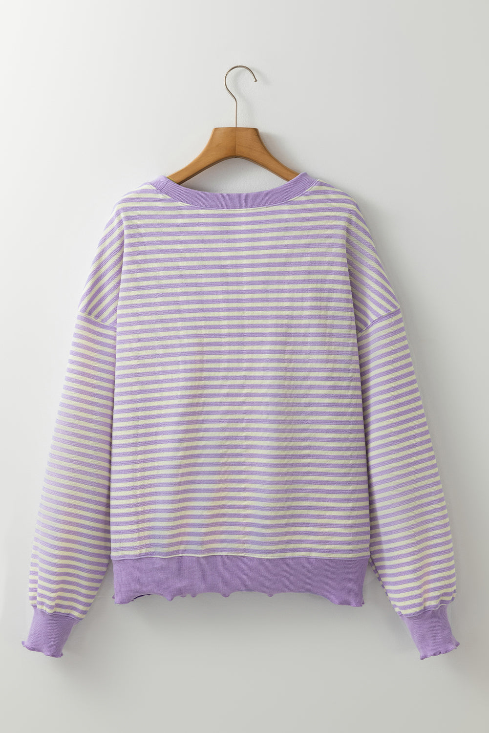 Pink Stripe Drop Shoulder Long Sleeve Top