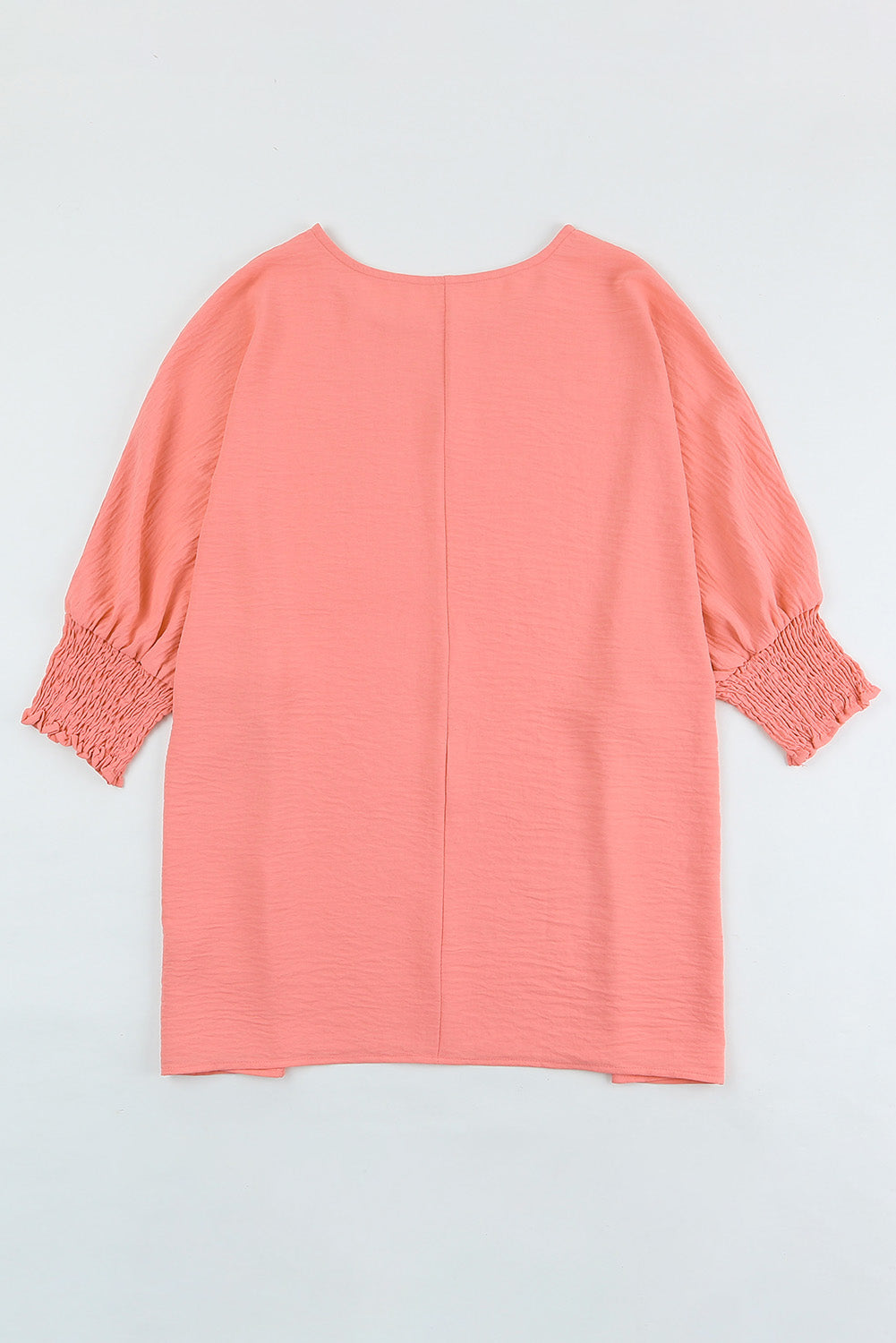 Pink Casual Shirred Cuffs Half Sleeve Blouse