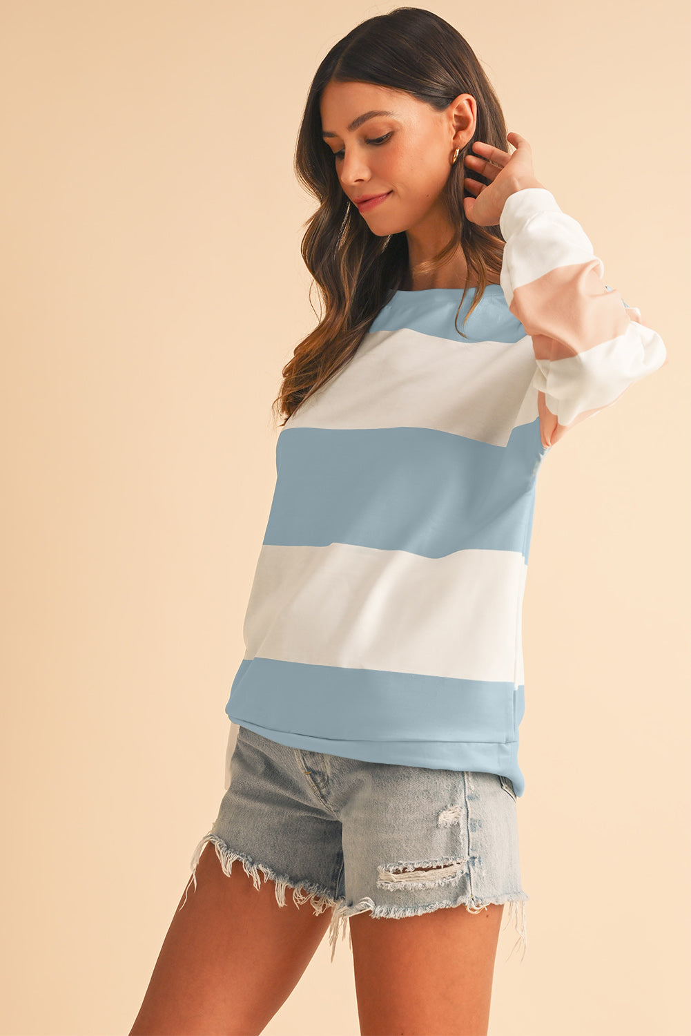 Light Pink Colorblock Drop Sleeve Top