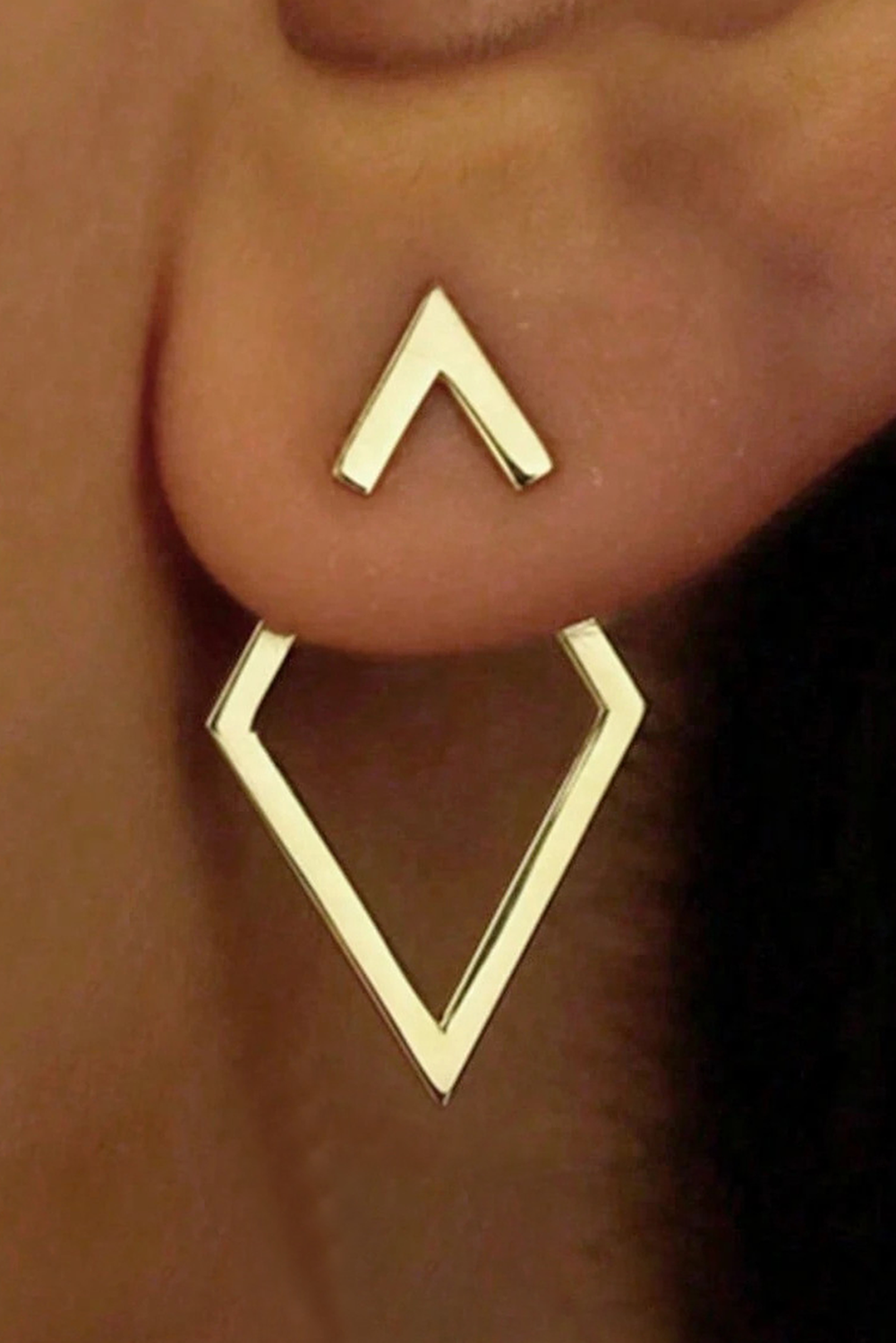 Gold Geometric Shape Stud Earrings