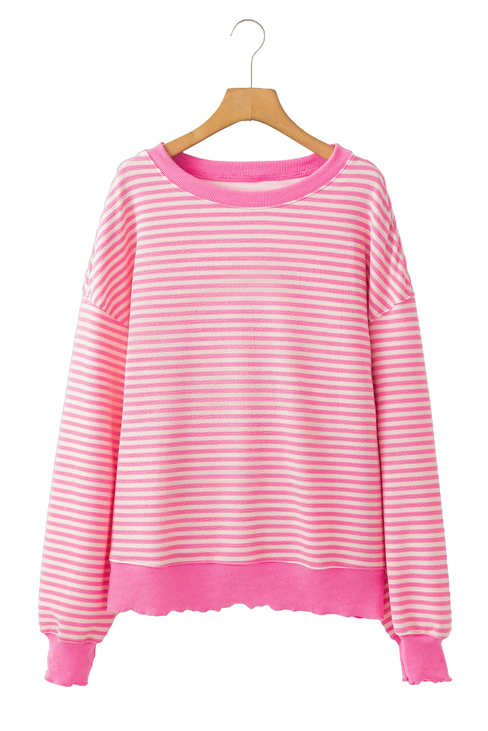 Pink Stripe Drop Shoulder Long Sleeve Top