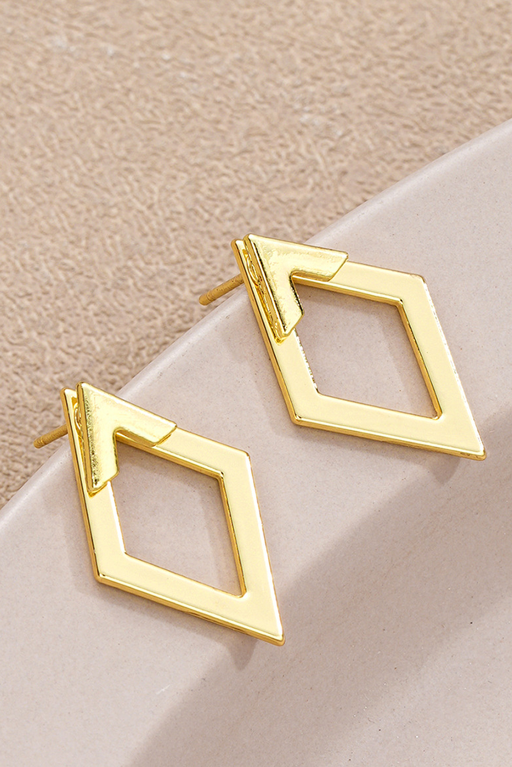 Gold Geometric Shape Stud Earrings