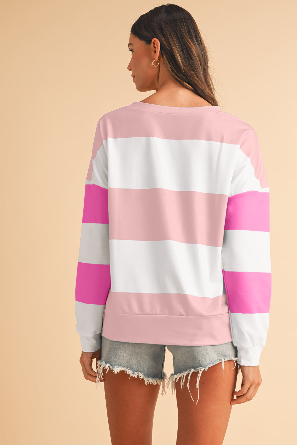 Light Pink Colorblock Drop Sleeve Top