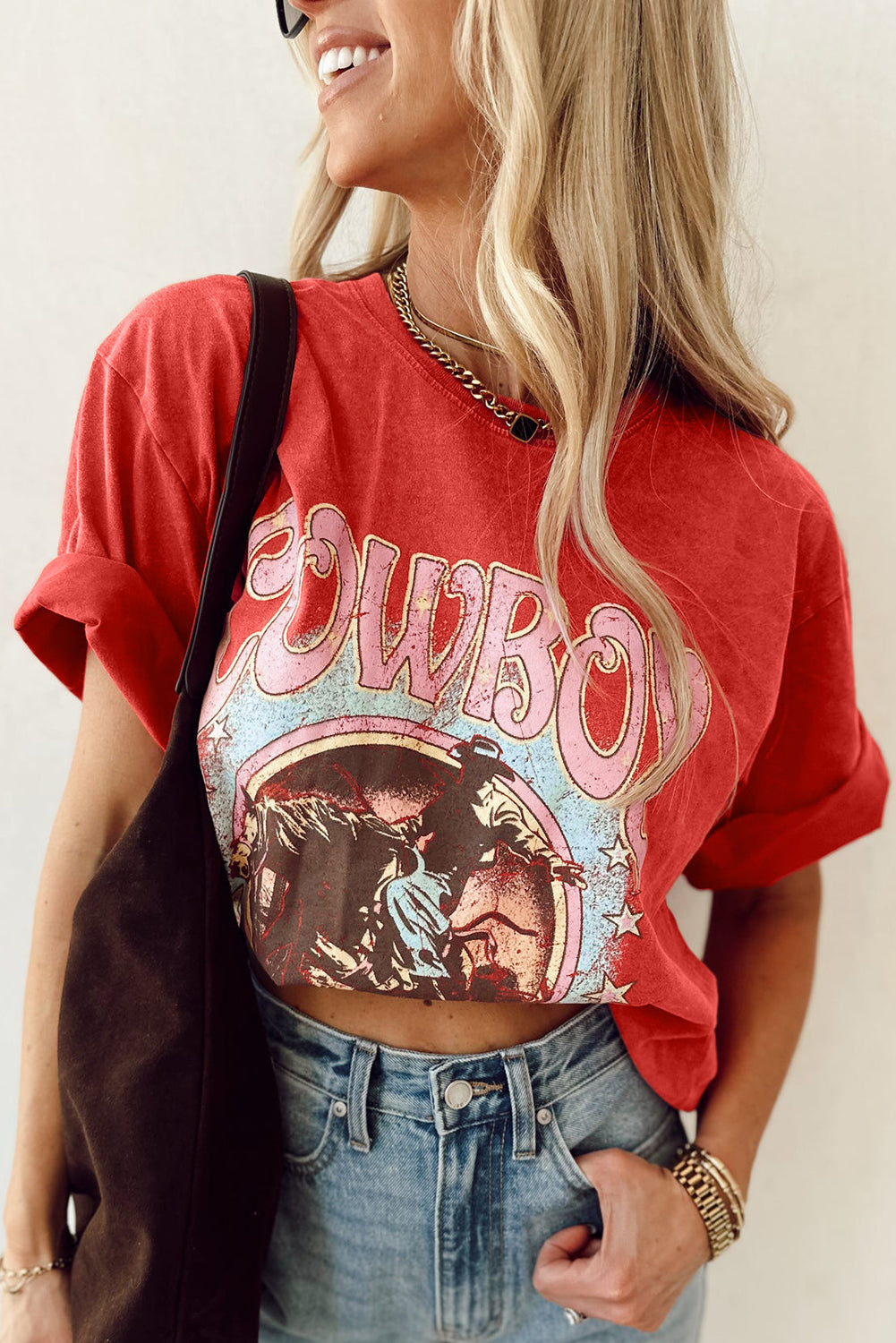 Tomato Red COWBOY Vintage Graphic Loose Tee