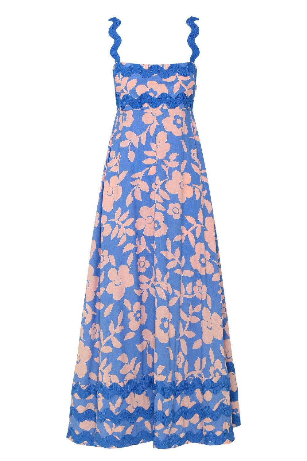 Printed Square Neck Wide Strap Dress