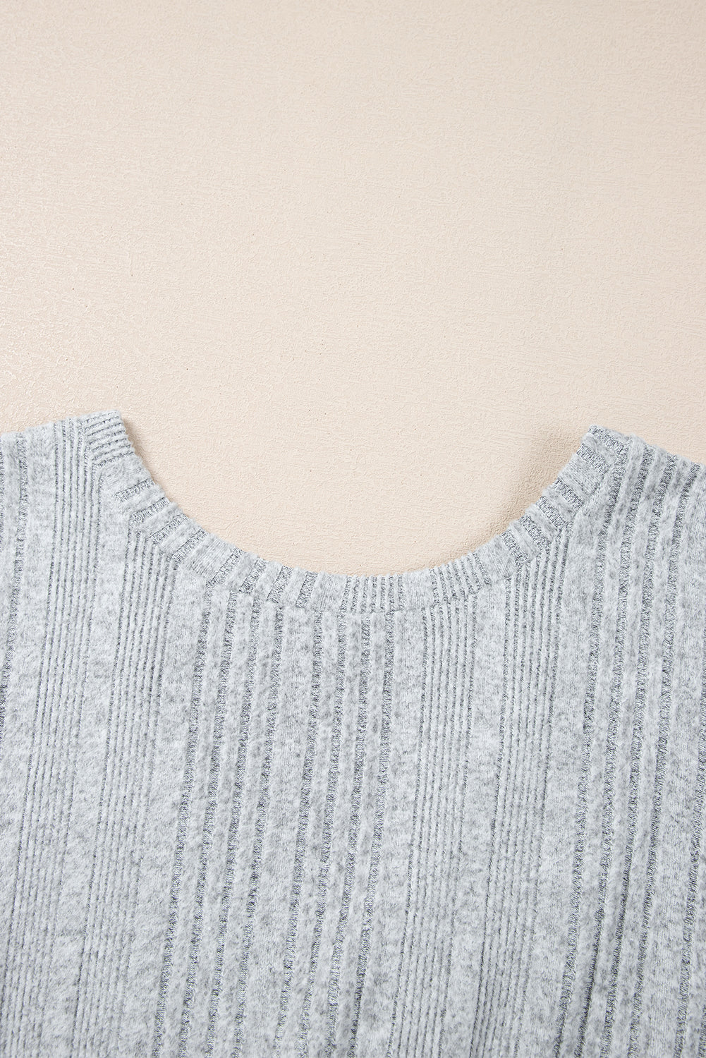 Light Grey Ribbed Backless Drop Sleeve Top