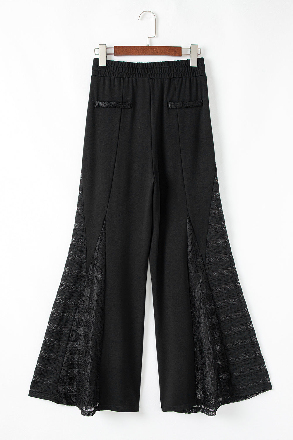 Smoke Gray Lace Patchwork Wide Leg High Waist Pants