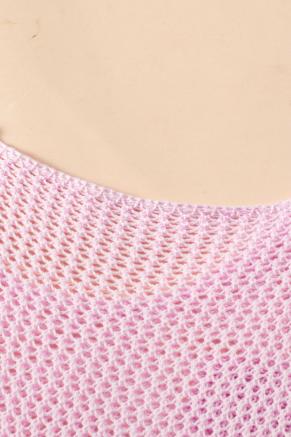 Light Pink Flower Drop Shoulder Hollow Knit Top